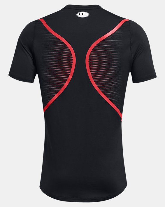 Men's HeatGear® Fitted Graphic Short Sleeve, Black, pdpMainDesktop image number 3